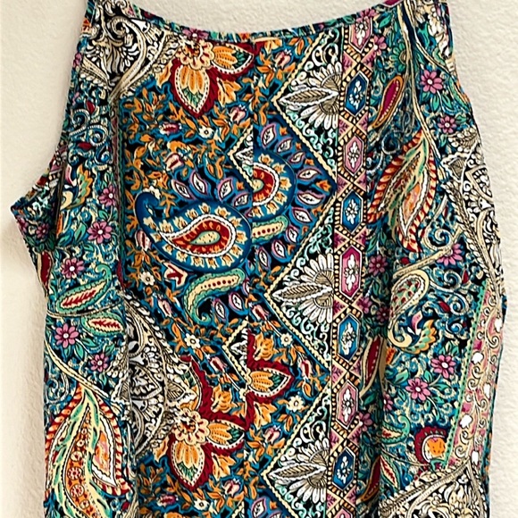 SHEIN Curve 1XL Paisley Floral Colorful Slip On Sun Dress, Flowy Bohemian NWOT - Picture 7 of 11